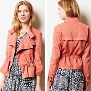 HEI HEI ANTHROPOLOGIE Utility Anorak Jacket MED Orange‎ Drawstring Pockets